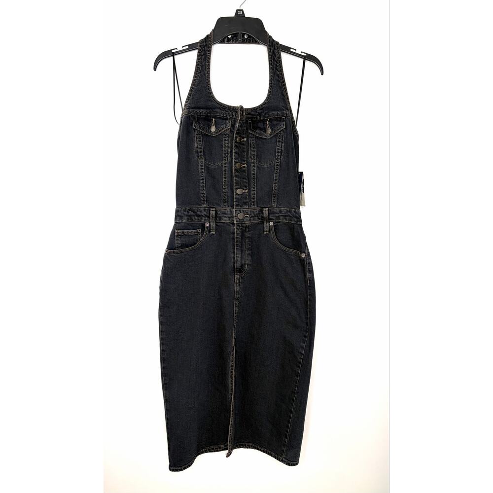 Universal Thread Denim Halter Midi Dress Sz 4 Overalls Boho Festival Western NWT - Picture 2 of 11